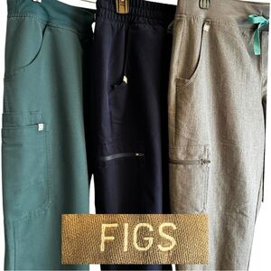FIGS WomensScrub Pants Trio Teal, Navy, Heather Gray Zamora Jogger Kade Cargo 🩺